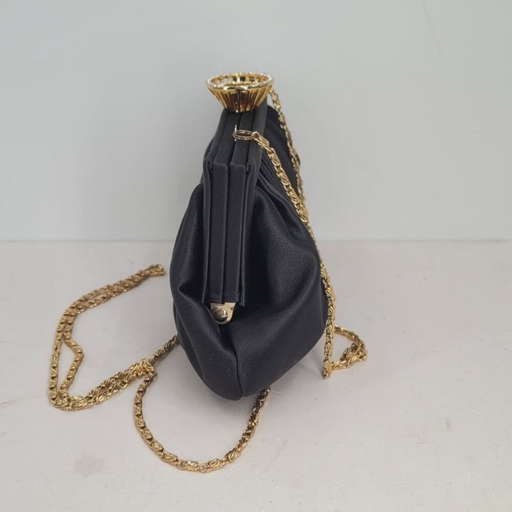 Kate Landry Satin Evening Clutch Rhinestone Glam Bridalcore Purse - Picture 9 of 13